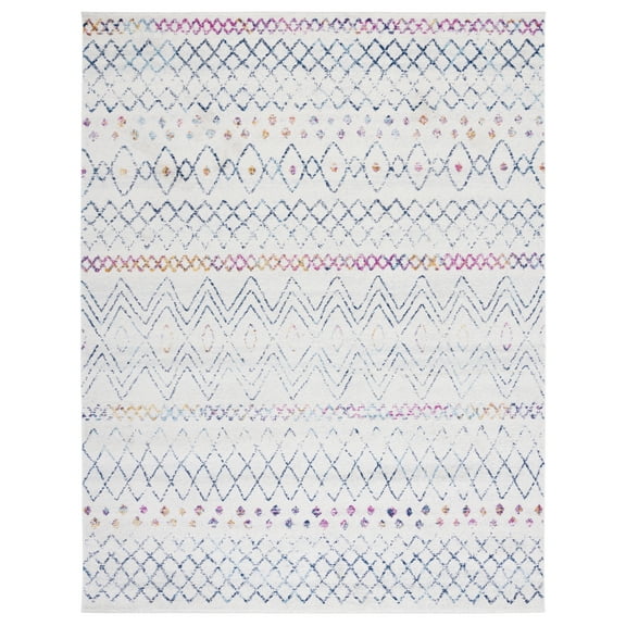 SAFAVIEH Madison Hannah Geometric Runner Rug, Ivory/Navy, 2'3" x 8'