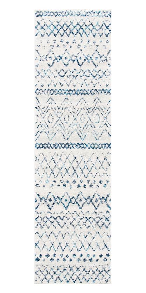 SAFAVIEH Madison Hannah Geometric Runner Rug, Ivory/Navy, 2'3" x 8