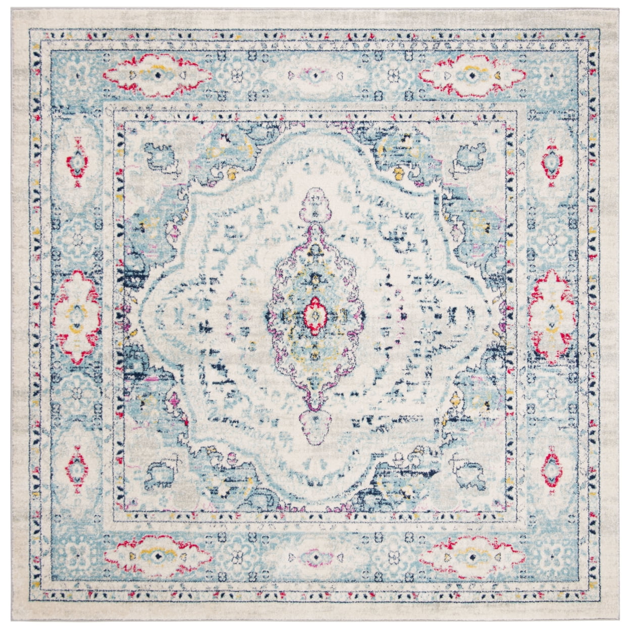 Boardered Tile Rug SAFAVIEH Madison Haven Floral Bordered Area Rug, Light Grey/Fuchsia, 6 ...
