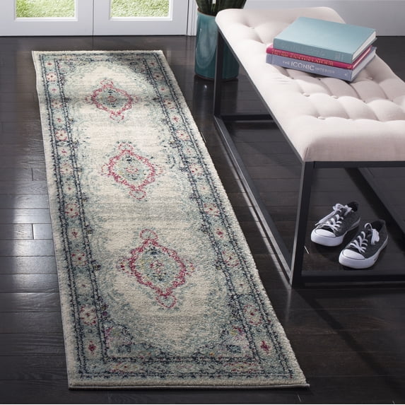 Safavieh Madison Haven Oriental Runner Rug, Light Gray/Fuchsia, 2' x 8'