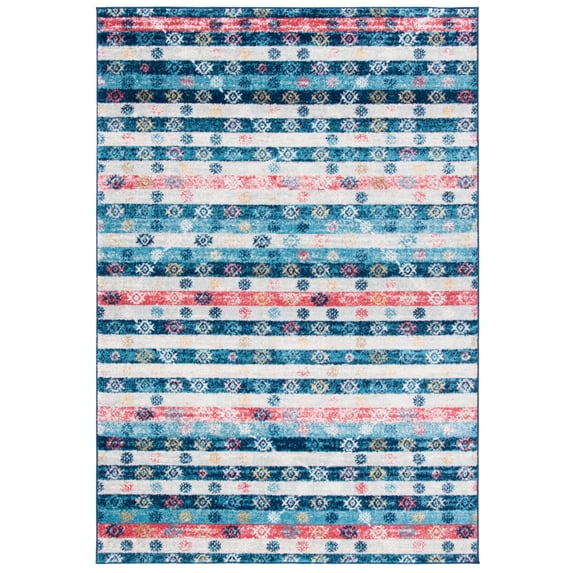 SAFAVIEH Madison Hayden Geometric Area Rug, Navy/Ivory, 8' x 10'