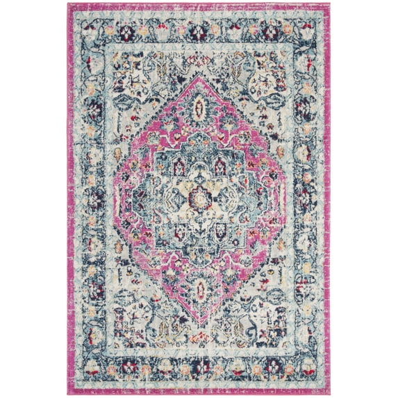 SAFAVIEH Madison Hildred Floral Bordered Area Rug, Fuchsia/Aqua, 3' x 5'