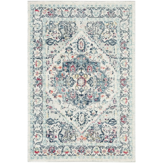 SAFAVIEH Madison Hildred Floral Bordered Area Rug, Navy/Fuchsia, 3' x 5'