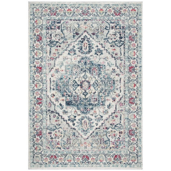 SAFAVIEH Madison Hildred Floral Bordered Area Rug, Navy/Fuchsia, 6' x 9'