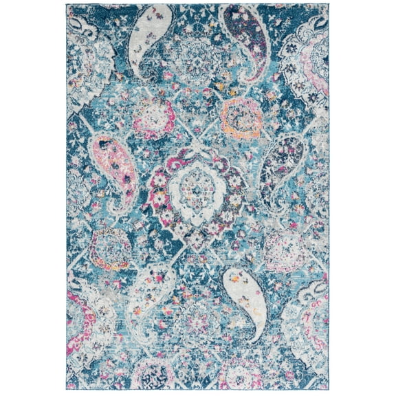 SAFAVIEH Madison Hope Floral Area Rug, Blue/Grey, 2'3" x 4'