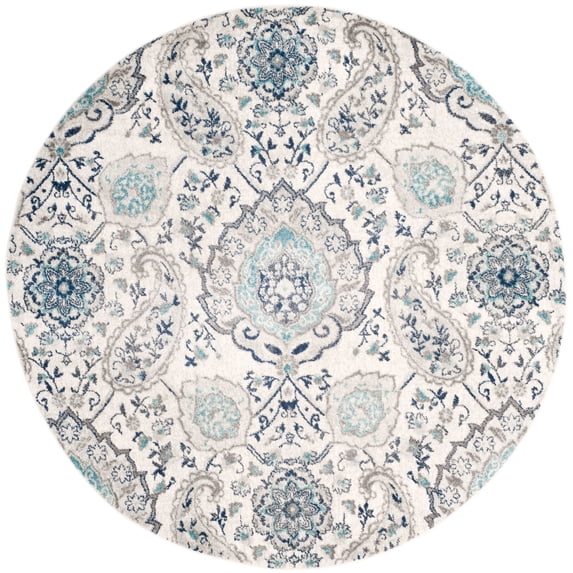 SAFAVIEH Madison Hope Floral Area Rug, Cream/Light Grey, 8' x 8' Round