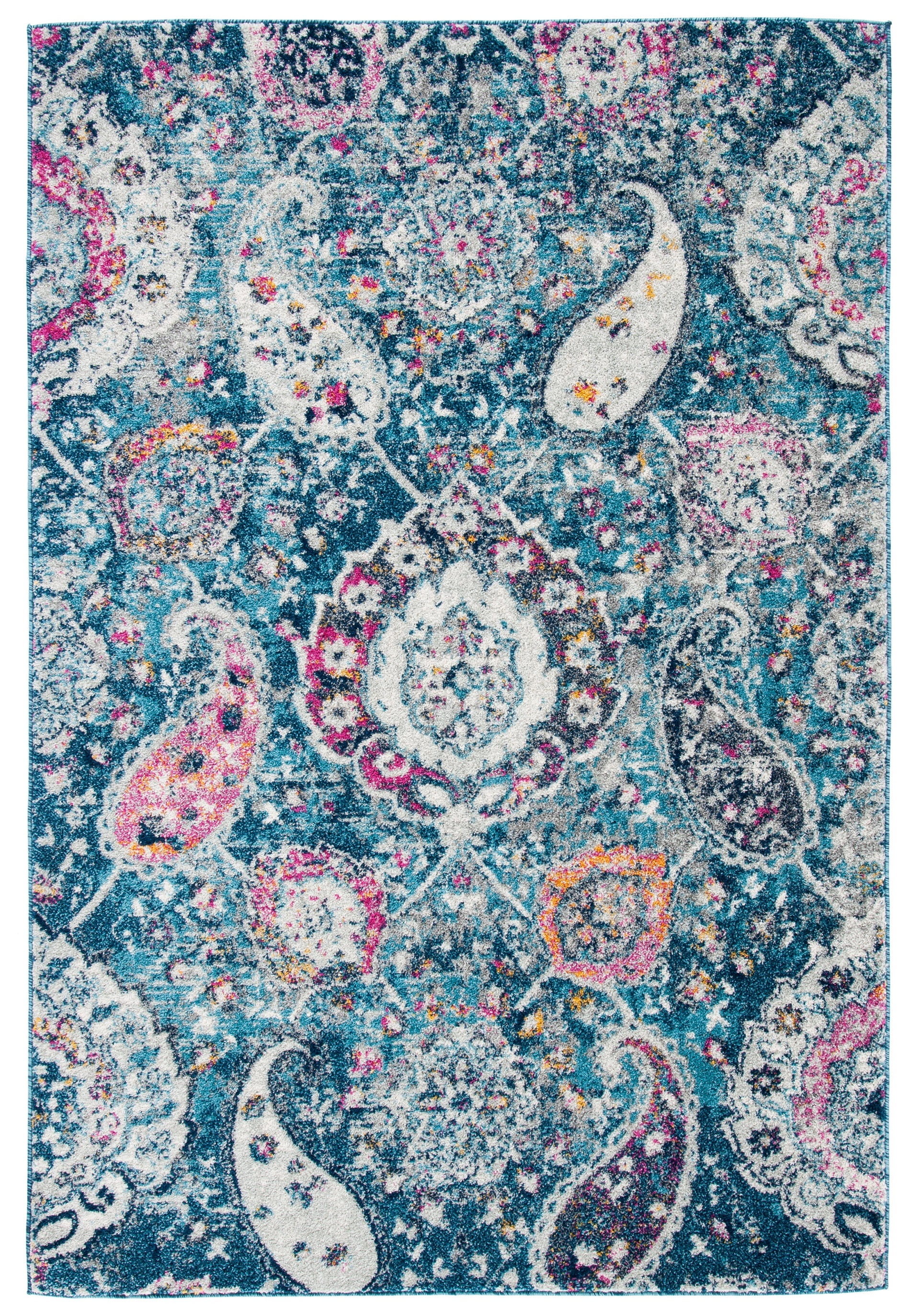 Blue Paisley 4' x 6' Synthetic Area Rug