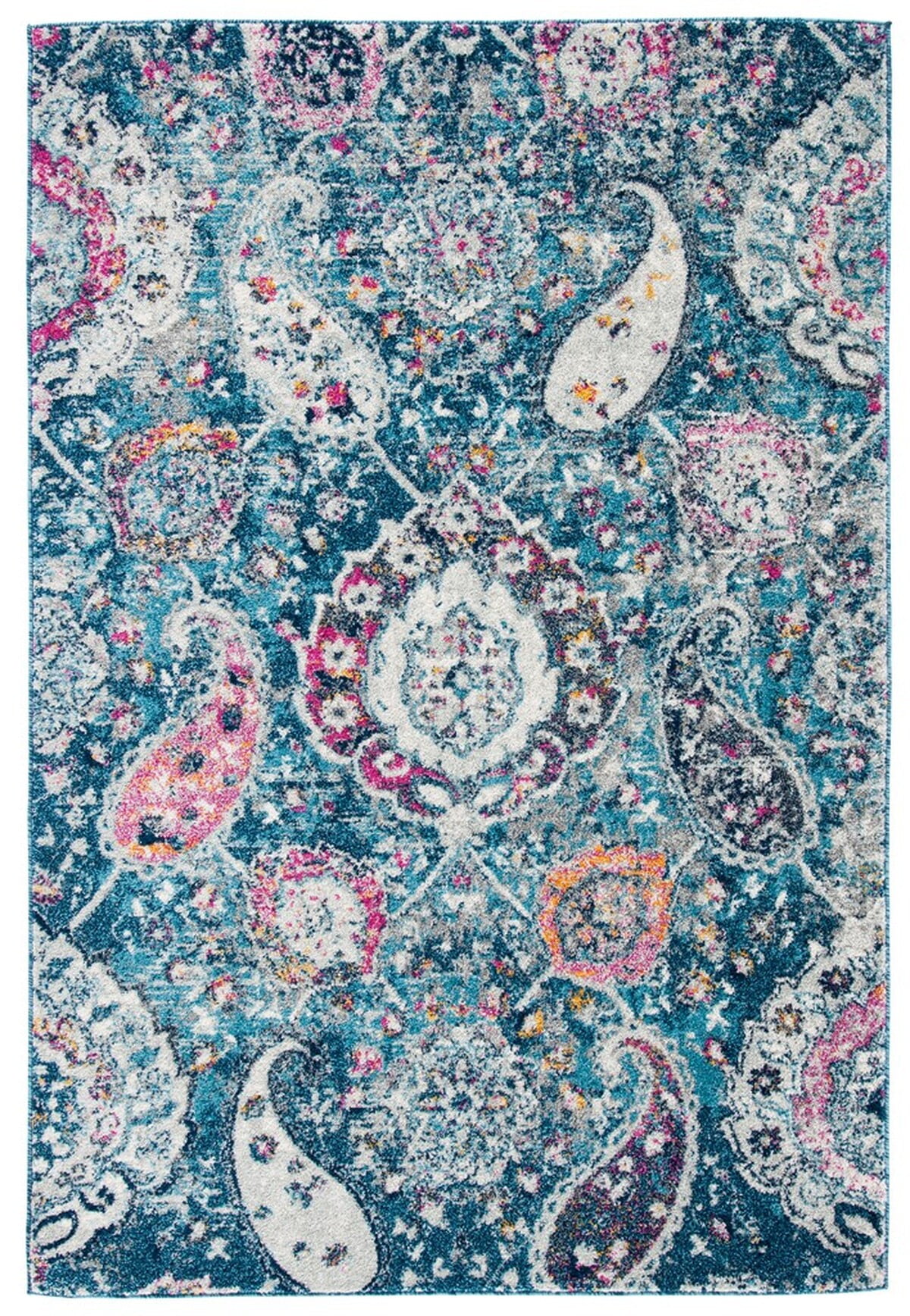Blue Rectangular Hand-knotted Synthetic Area Rug