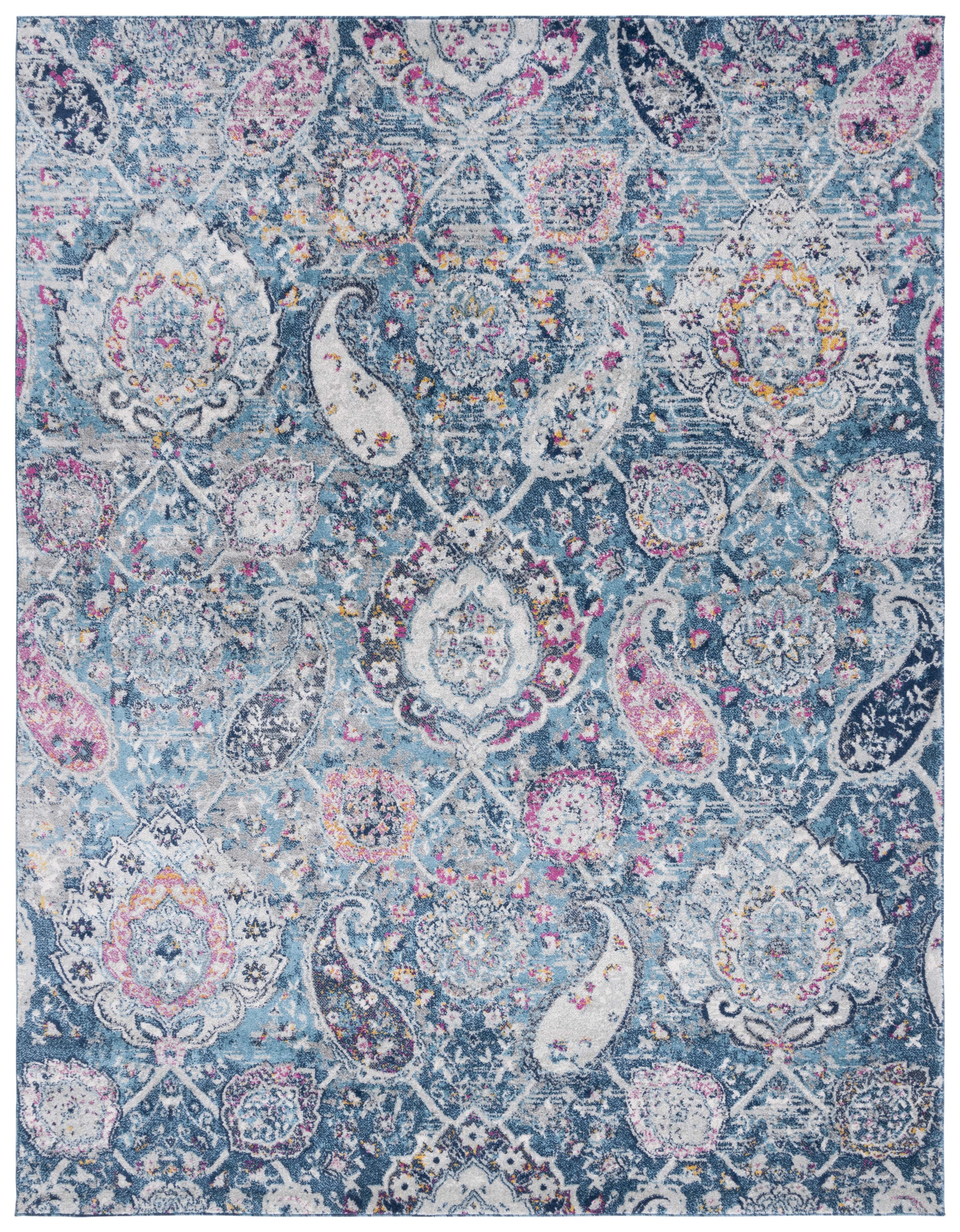 Blue Paisley 8' x 10' Stain-Resistant Synthetic Area Rug