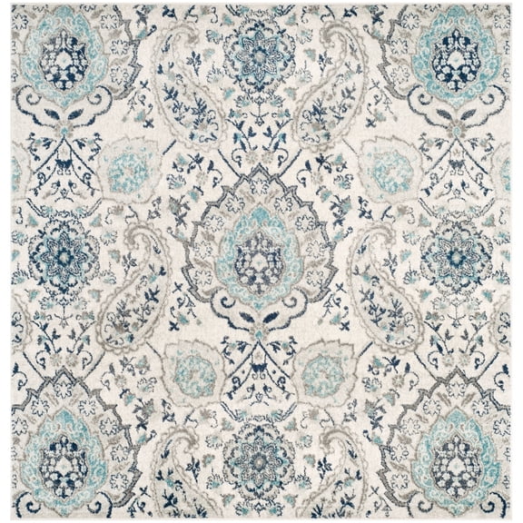 SAFAVIEH Madison Hope Floral Paisley Area Rug, Cream/Light Grey, 12' x 12' Square