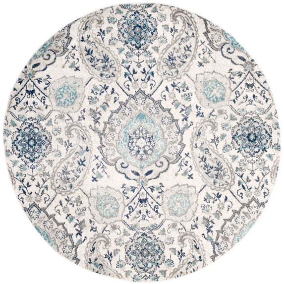 SAFAVIEH Madison Hope Floral Paisley Area Rug, Cream/Light Grey, 3' x 3' Round