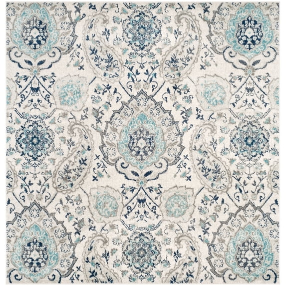 SAFAVIEH Madison Hope Floral Paisley Area Rug, Cream/Light Grey, 3' x 3' Square