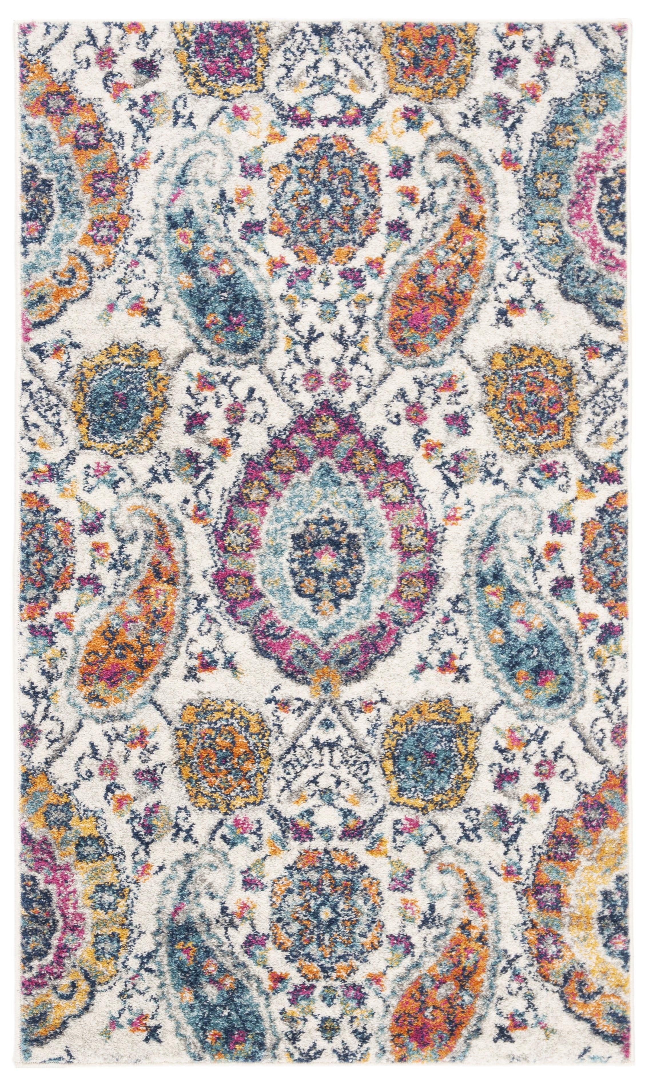 Boho Chic Glam Paisley 2'3" x 4' Multicolor Synthetic Area Rug