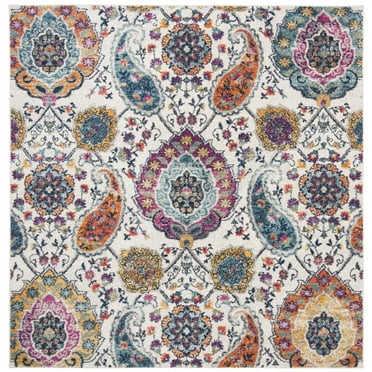 SAFAVIEH Madison Hope Floral Paisley Area Rug, Cream/Multi, 4' x 4' Square