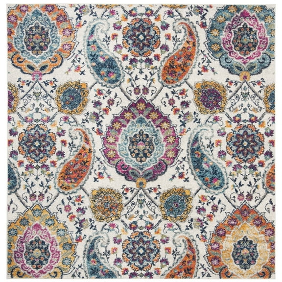 SAFAVIEH Madison Hope Floral Paisley Area Rug, Cream/Multi, 4' x 4' Square