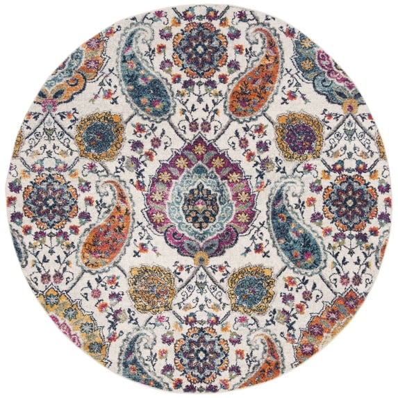 SAFAVIEH Madison Hope Floral Paisley Area Rug, Cream/Multi, 5'3" x 5'3" Round