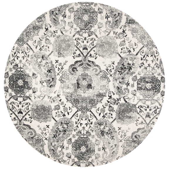 SAFAVIEH Madison Hope Floral Area Rug, Cream/Silver, 12' x 12' Round
