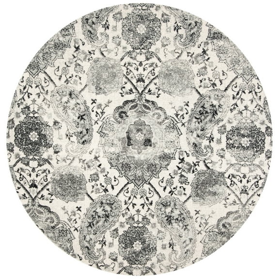 SAFAVIEH Madison Hope Floral Paisley Area Rug, Cream/Silver, 3' x 3' Round
