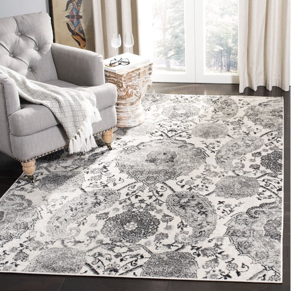 SAFAVIEH Madison Hope Floral Paisley Area Rug, Cream/Silver, 4' x 6'