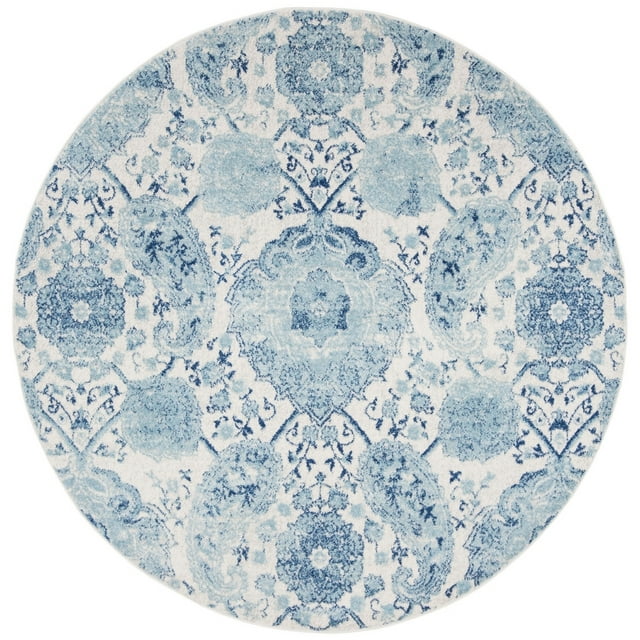SAFAVIEH Madison Hope Floral Paisley Area Rug, Cream/Turquoise, 3' x 3' Round