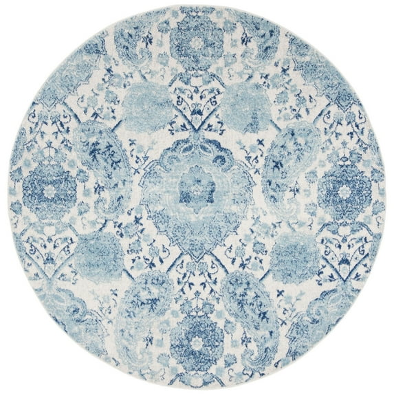 SAFAVIEH Madison Hope Floral Paisley Area Rug, Cream/Turquoise, 5'3" x 5'3" Round
