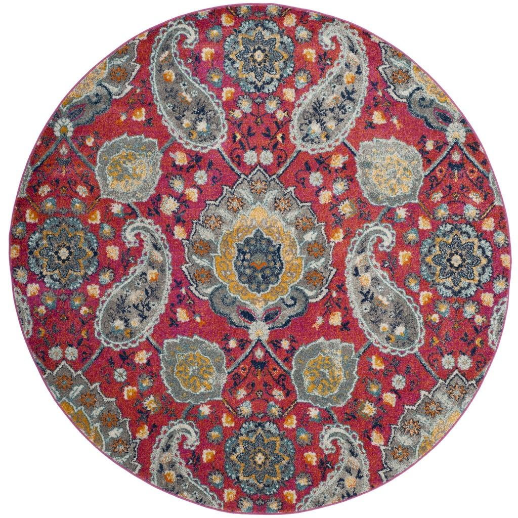 SAFAVIEH Madison Hope Floral Paisley Area Rug, Fuchsia/Gold, 4' x 4' Round