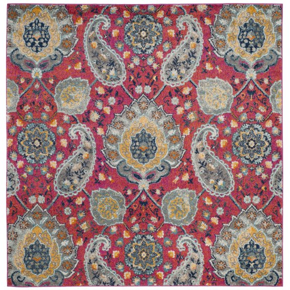 SAFAVIEH Madison Hope Floral Area Rug, Fuchsia/Gold, 4' x 4' Square
