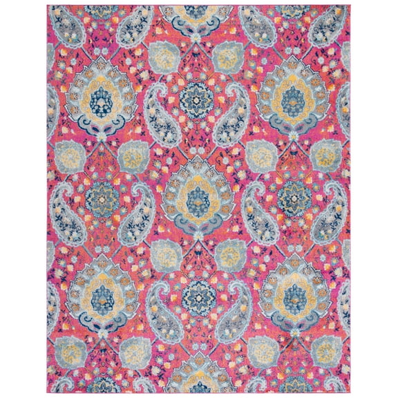 SAFAVIEH Madison Hope Floral Paisley Area Rug, Fuchsia/Gold, 6'7" x 9'2"