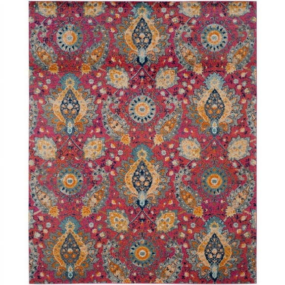 SAFAVIEH Madison Hope Floral Paisley Area Rug, Fuchsia/Gold, 8' x 10'
