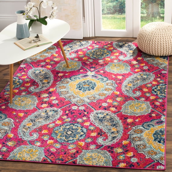 SAFAVIEH Madison Hope Floral Paisley Area Rug, Fuchsia/Gold, 9' x 12'