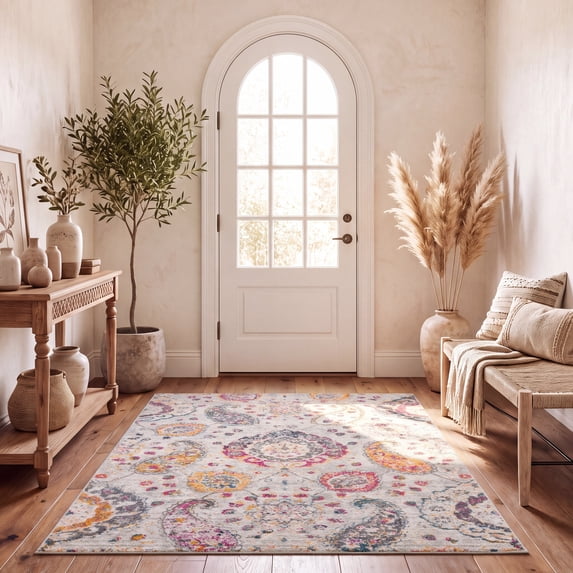 Safavieh Madison Hope Floral Area Rug, Gray/Gold, 5'3" x 7'6"