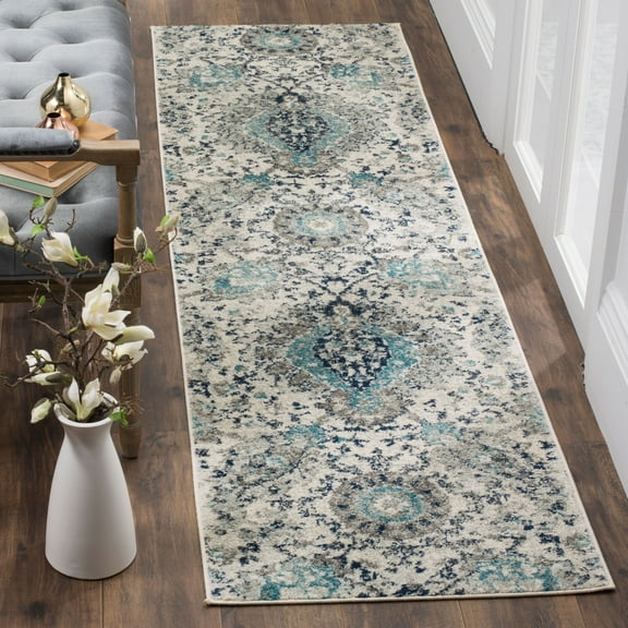 SAFAVIEH Madison Hope Floral Paisley Runner Rug, Cream/Light Grey, 2'3" x 16'