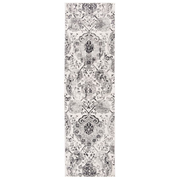 SAFAVIEH Madison Hope Floral Paisley Runner Rug, Cream/Silver, 2'3" x 22'