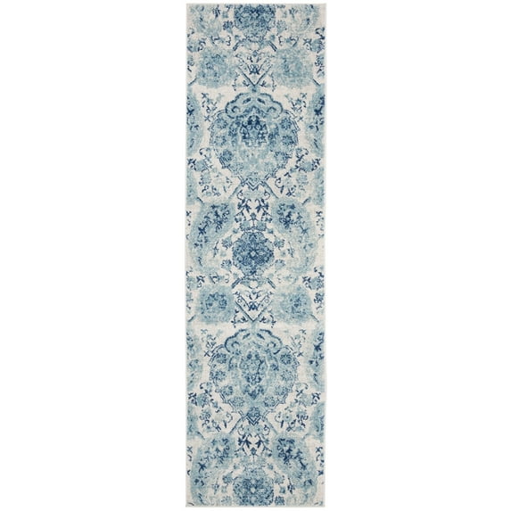 SAFAVIEH Madison Hope Floral Paisley Runner Rug, Cream/Turquoise, 2'3" x 12'