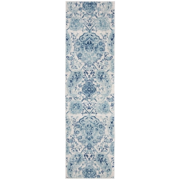 SAFAVIEH Madison Hope Floral Paisley Runner Rug, Cream/Turquoise, 2'3" x 6'