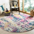 thumbnail image 1 of SAFAVIEH Madison Ivory Abstract Area Rug, Ivory/Blue, 6'7" x 6'7" Round, 1 of 7
