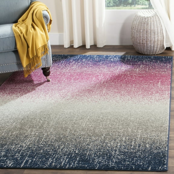 SAFAVIEH Madison Jadyn Abstract Area Rug, Fuchsia/Navy, 3' x 5'