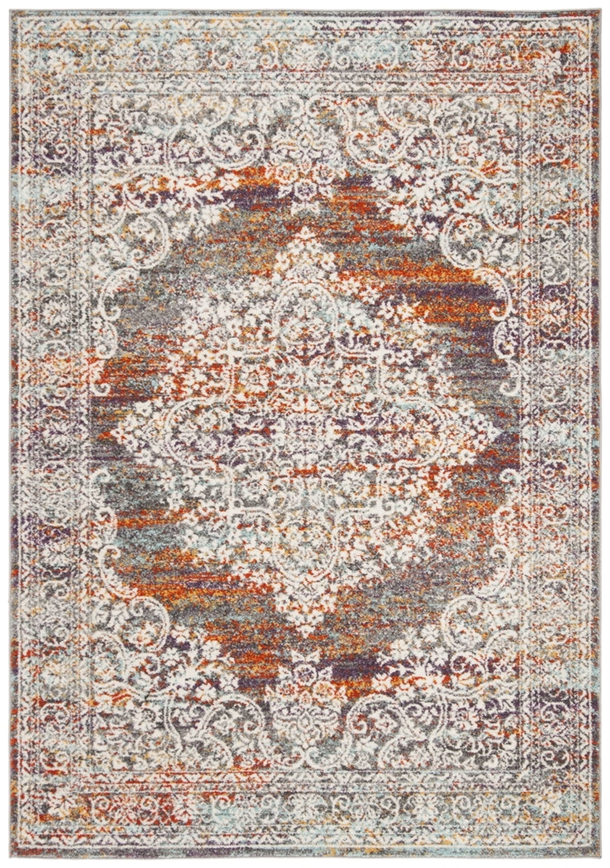 Metro-Mod Chic Gray Synthetic Rectangular Rug, 3' x 5'