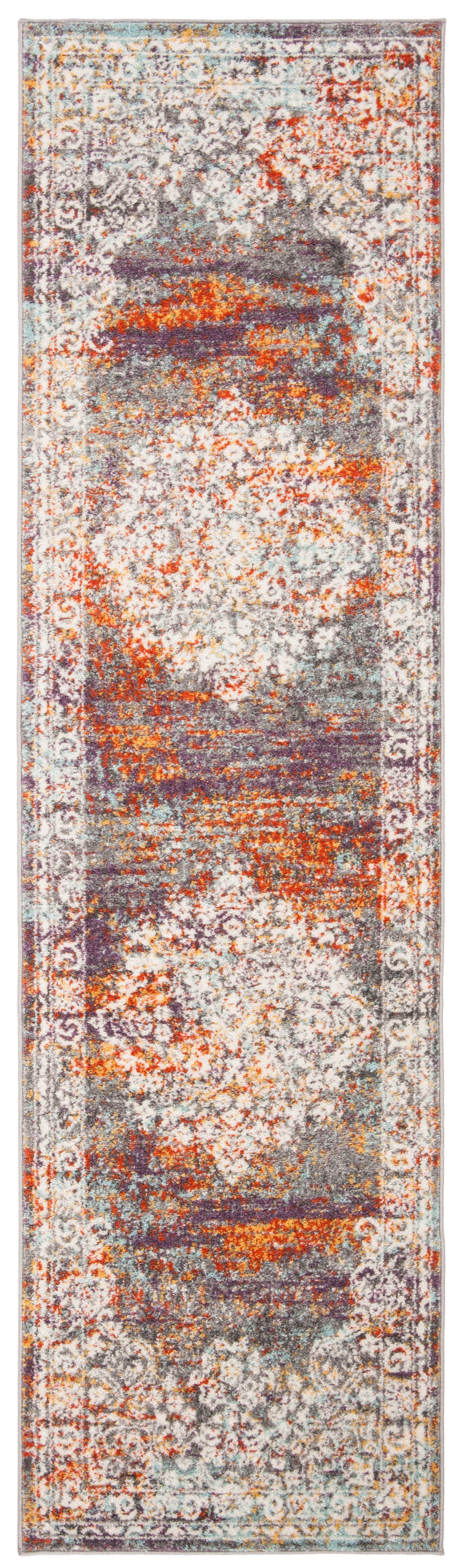 SAFAVIEH Madison Jayme Vintage Traditional Runner Rug, Light Grey/Rust ...
