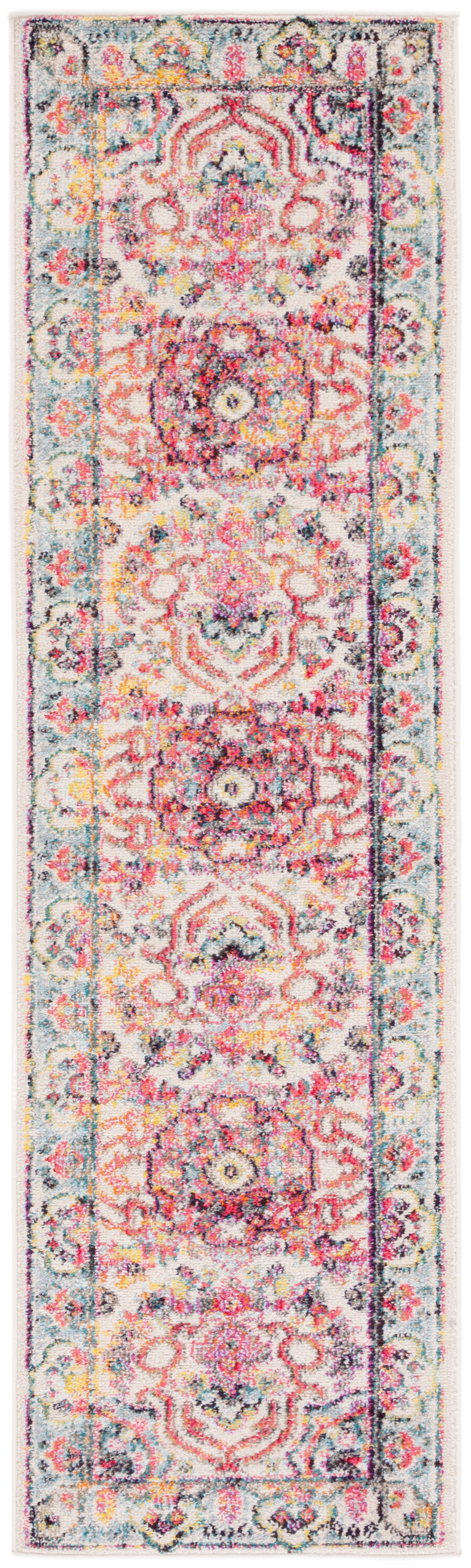 SAFAVIEH Madison Jefferson Geometric Runner Rug, Ivory/Red, 2'3" x 8'