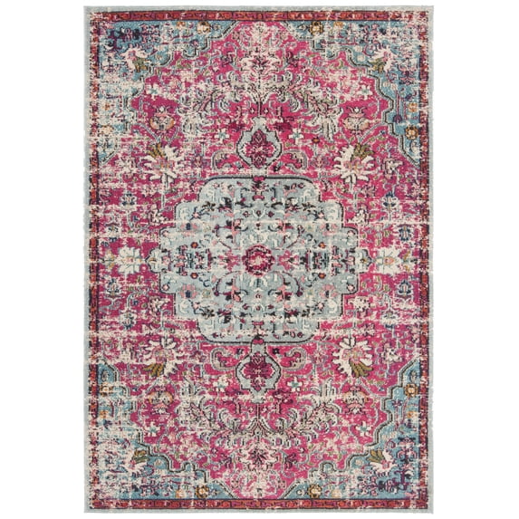 SAFAVIEH Madison Joandra Southwestern Area Rug, Fuchsia/Teal, 5'3" x 7'6"