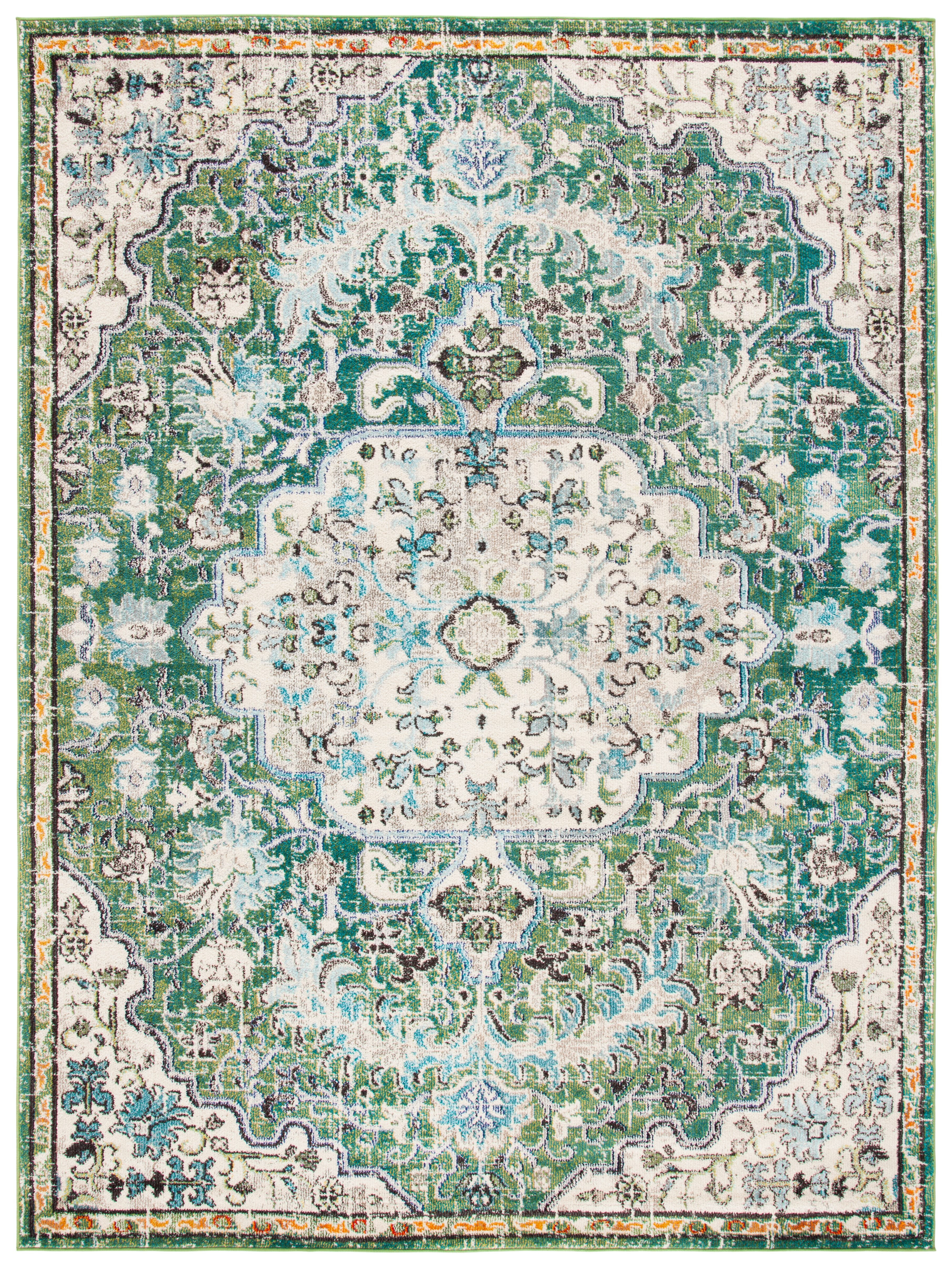SAFAVIEH Madison Joandra Southwestern Area Rug, Green/Turquoise, 8' x 10'