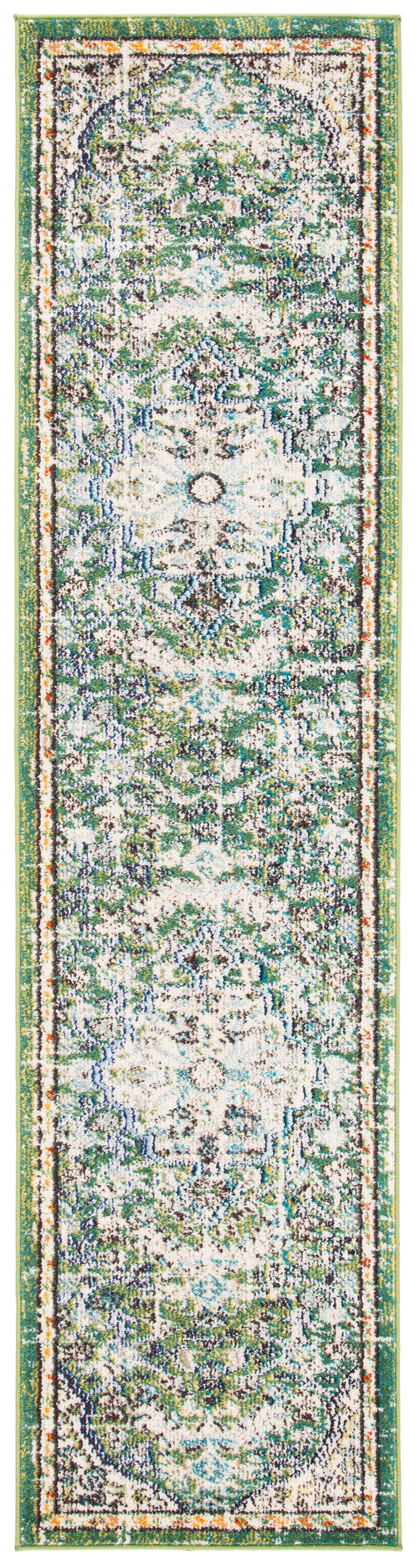 SAFAVIEH Madison Joandra Southwestern Runner Rug, Green/Turquoise, 2'2" x 20'