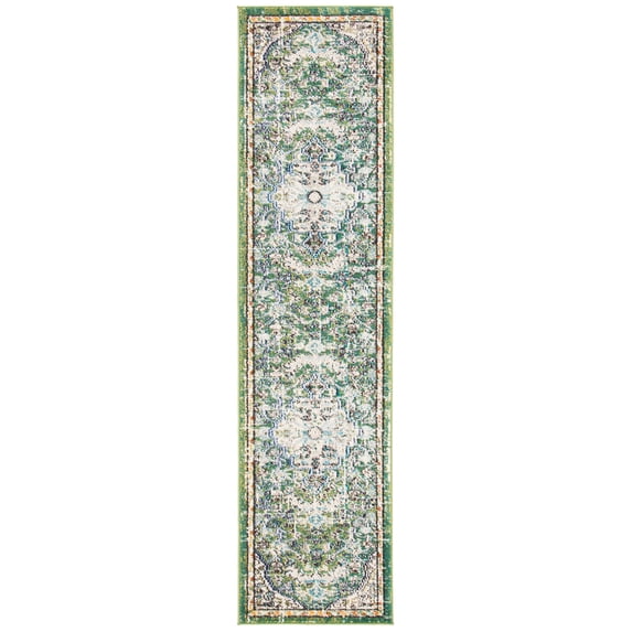 SAFAVIEH Madison Joandra Southwestern Runner Rug, Green/Turquoise, 2'2" x 22'