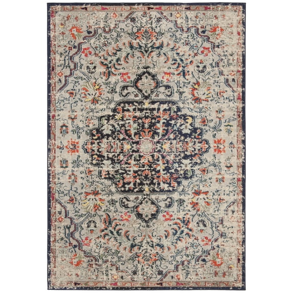 SAFAVIEH Madison Joandra Vintage Floral Area Rug, Beige/Black, 5'3" x 7'6"