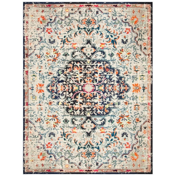 SAFAVIEH Madison Joandra Vintage Floral Area Rug, Beige/Black, 9' x 12'