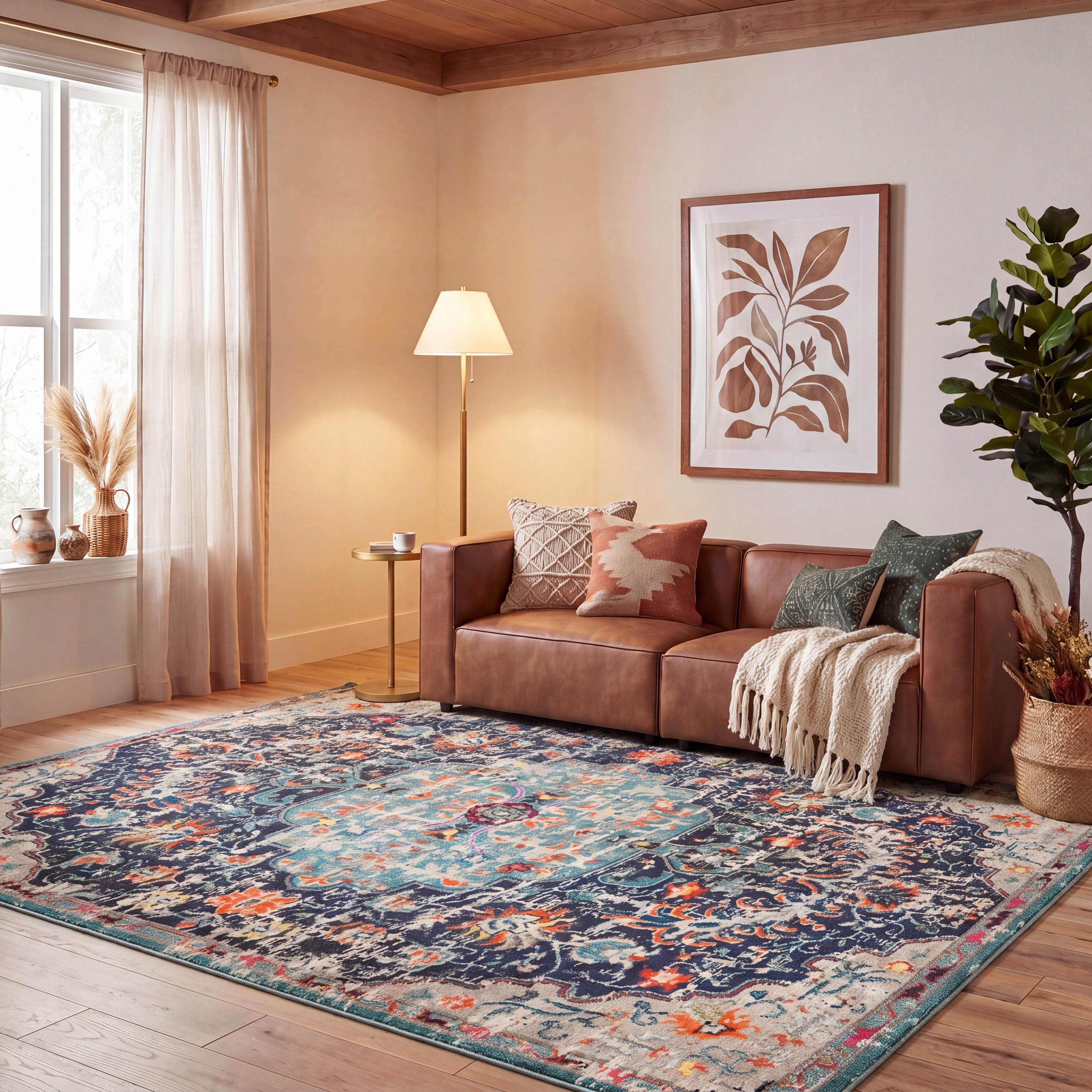 Safavieh Madison Joandra Southwestern Area Rug, Black/Teal, 9' x 12'