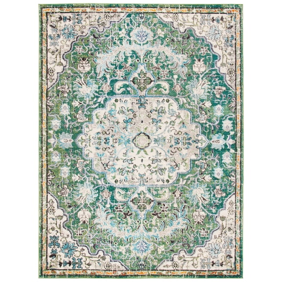 SAFAVIEH Madison Joandra Vintage Floral Area Rug, Green/Turquoise, 10' x 14'