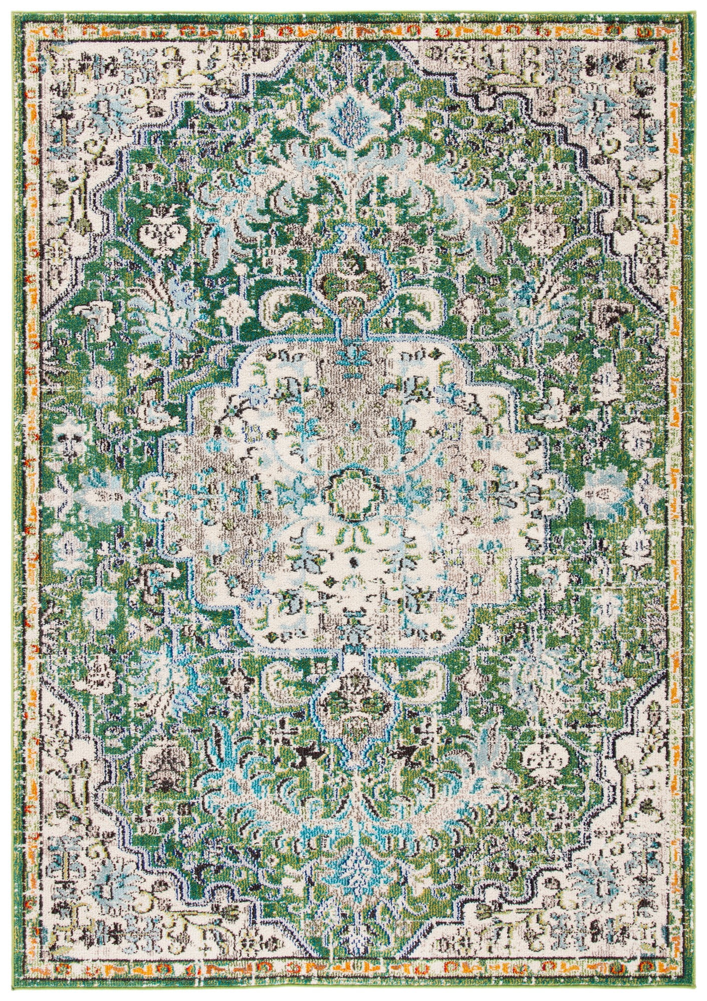 SAFAVIEH Madison Joandra Vintage Floral Area Rug, Green/Turquoise, 3' x 5'