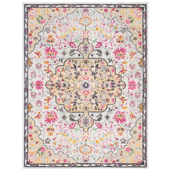 SAFAVIEH Madison Joandra Vintage Floral Area Rug, Grey/Gold, 10' x 14'